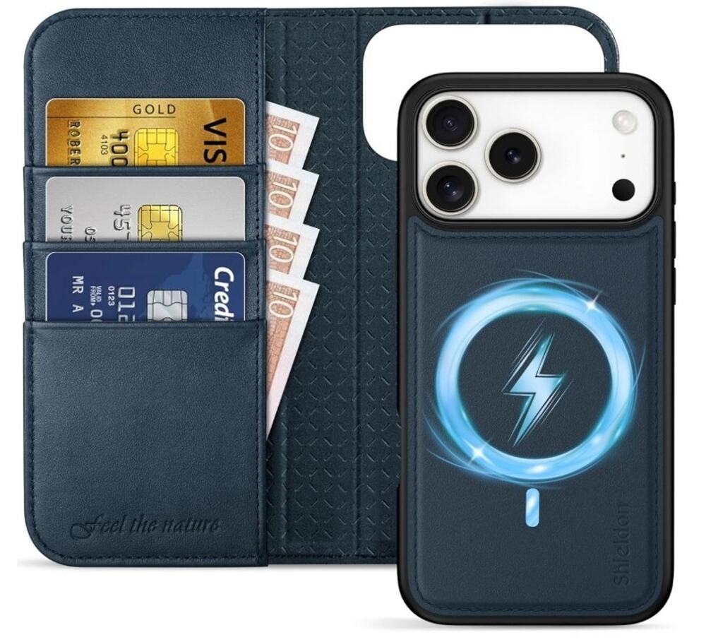 SHIELDON 2 in 1 Wallet Case for iPhone 17 Pro Max 6.9-inch | Dark Blue